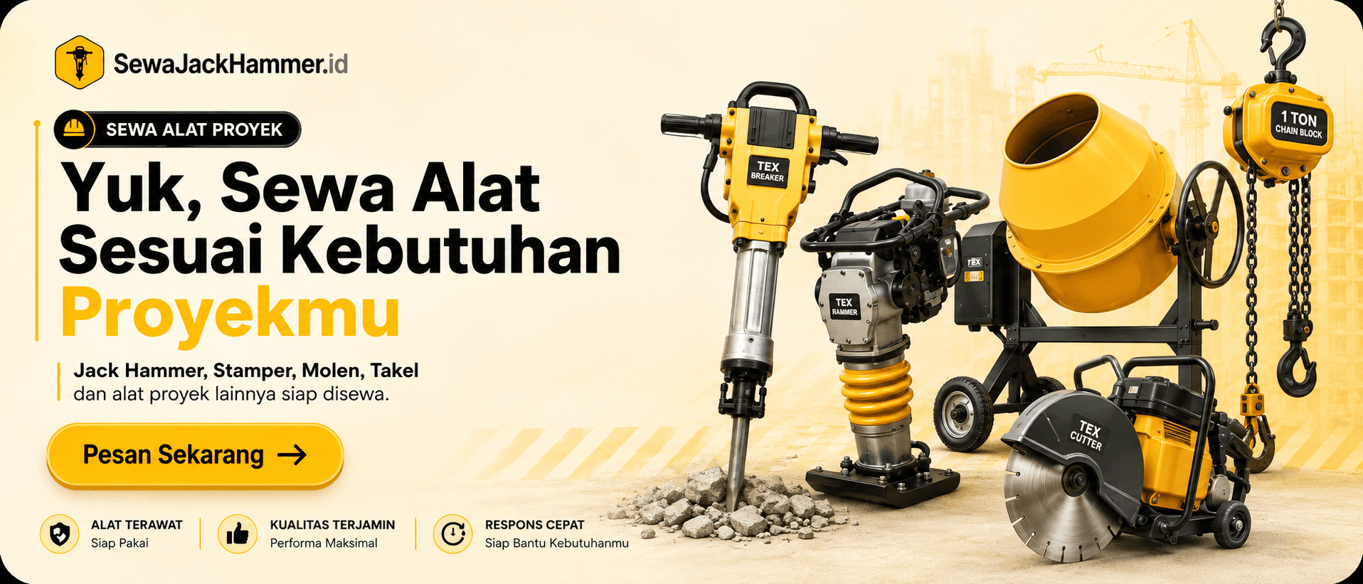 Yuk sewa alat sesuai kebutuhan proyekmu
